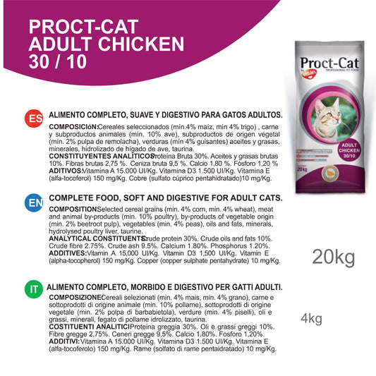 PROCT-CAT ADULT CHICKEN. 20 KG.