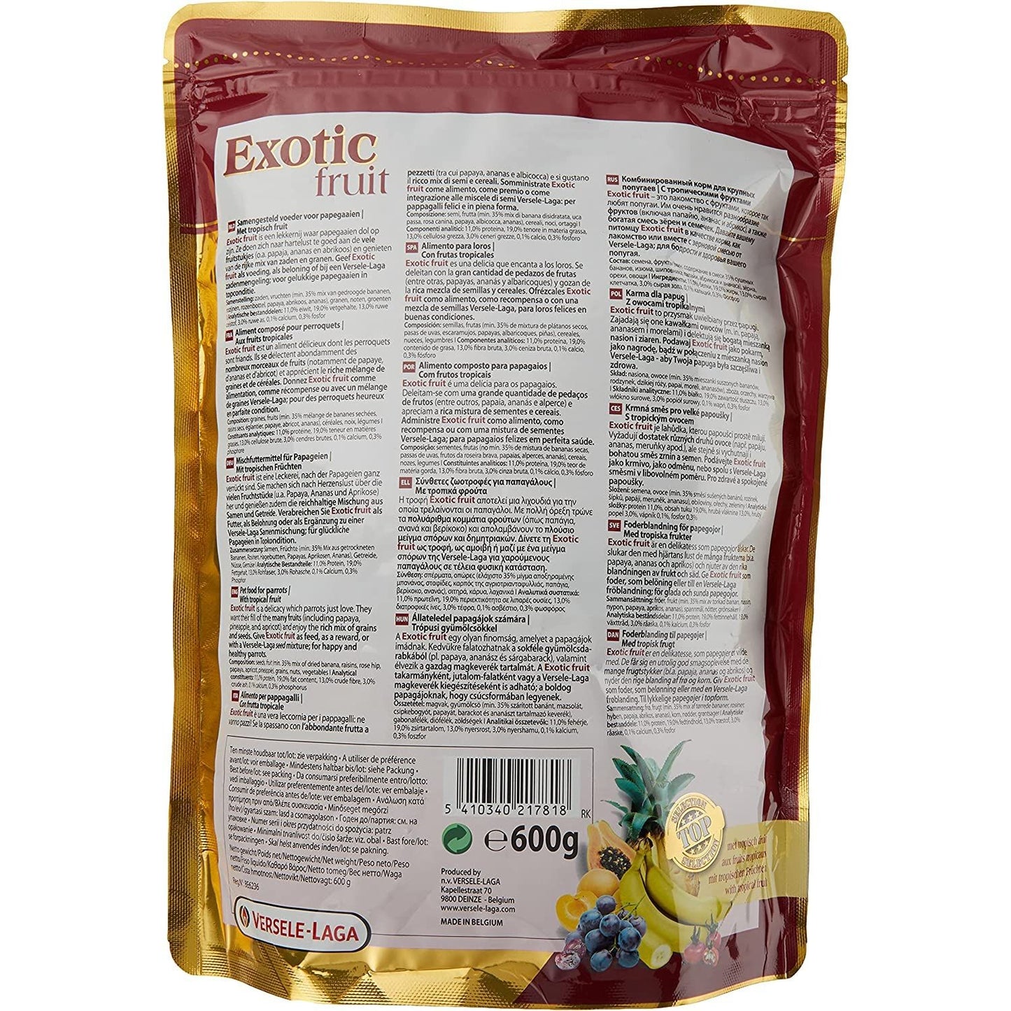 LOROS CON FRUTA EXOTIC 600 GR. VERSELE-LAGA