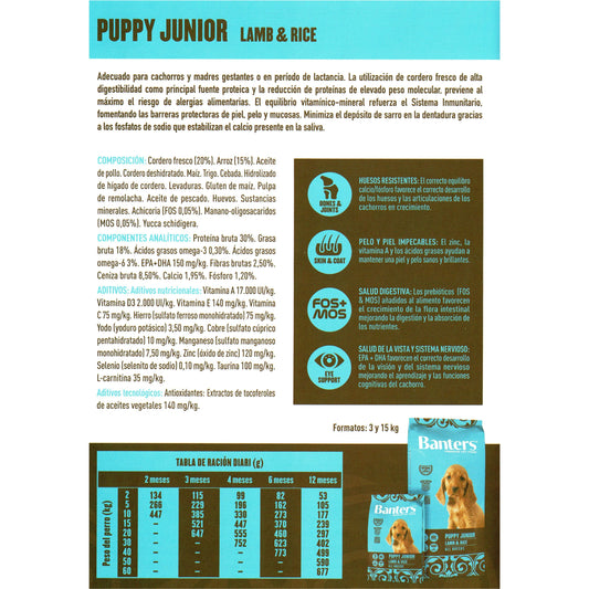 BANTERS DOG PUPPY LAMB&RICE 15 KG.