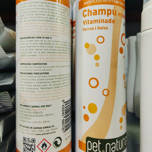 CHAMPU ESPUMA SECA 210ml. PetNatura