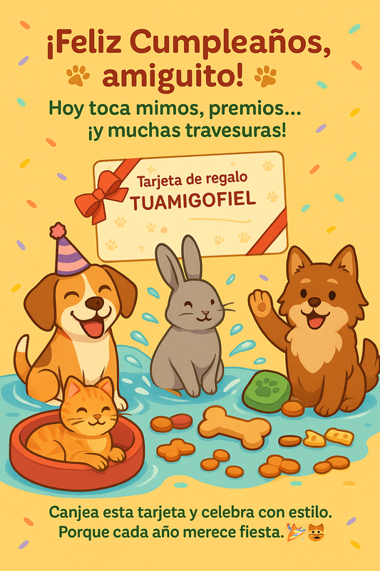 TARJETA REGALO - ¡Regala mimos, juguetes y croquetas!