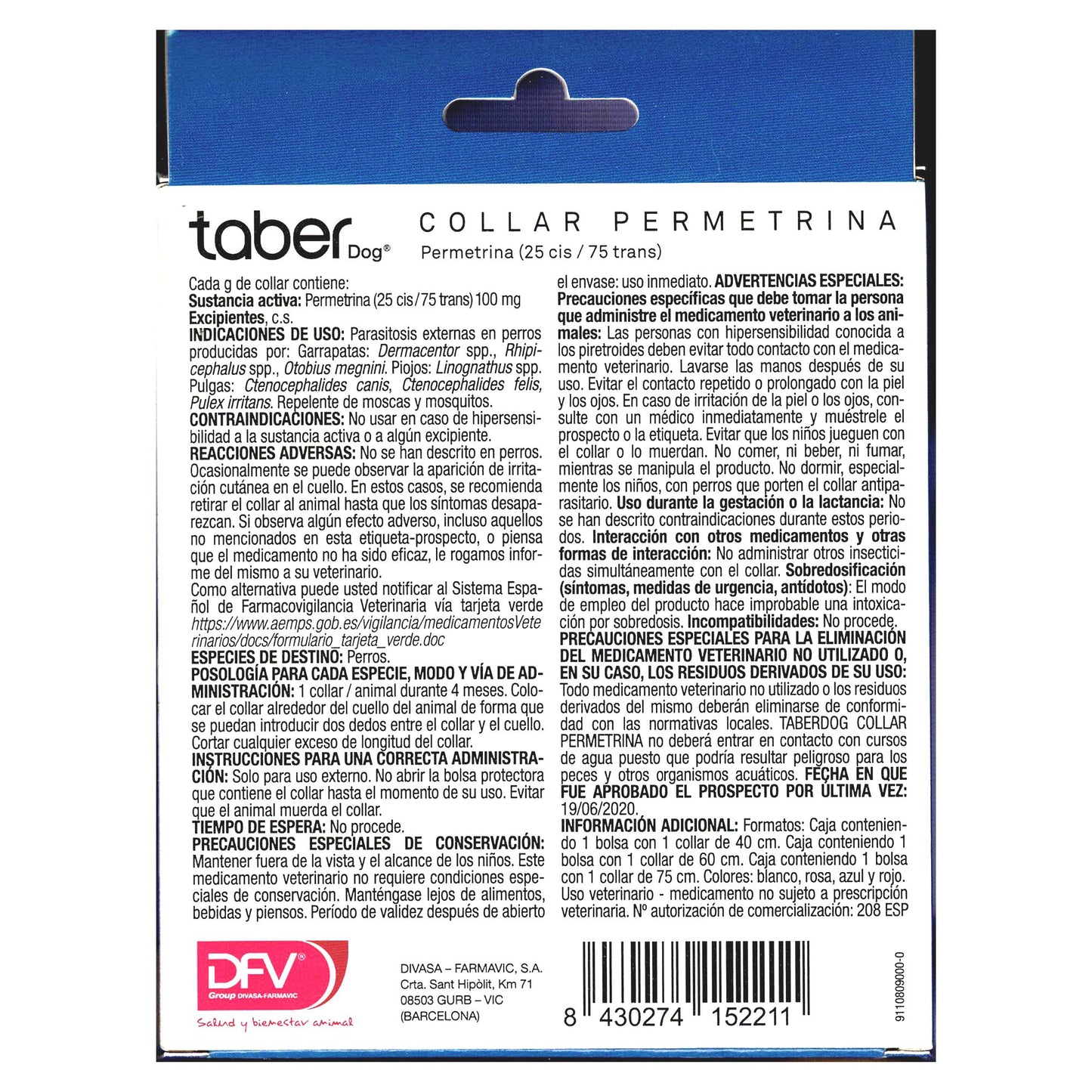 TABERDOG COLLAR PERMETRINA 60cm.ROJO