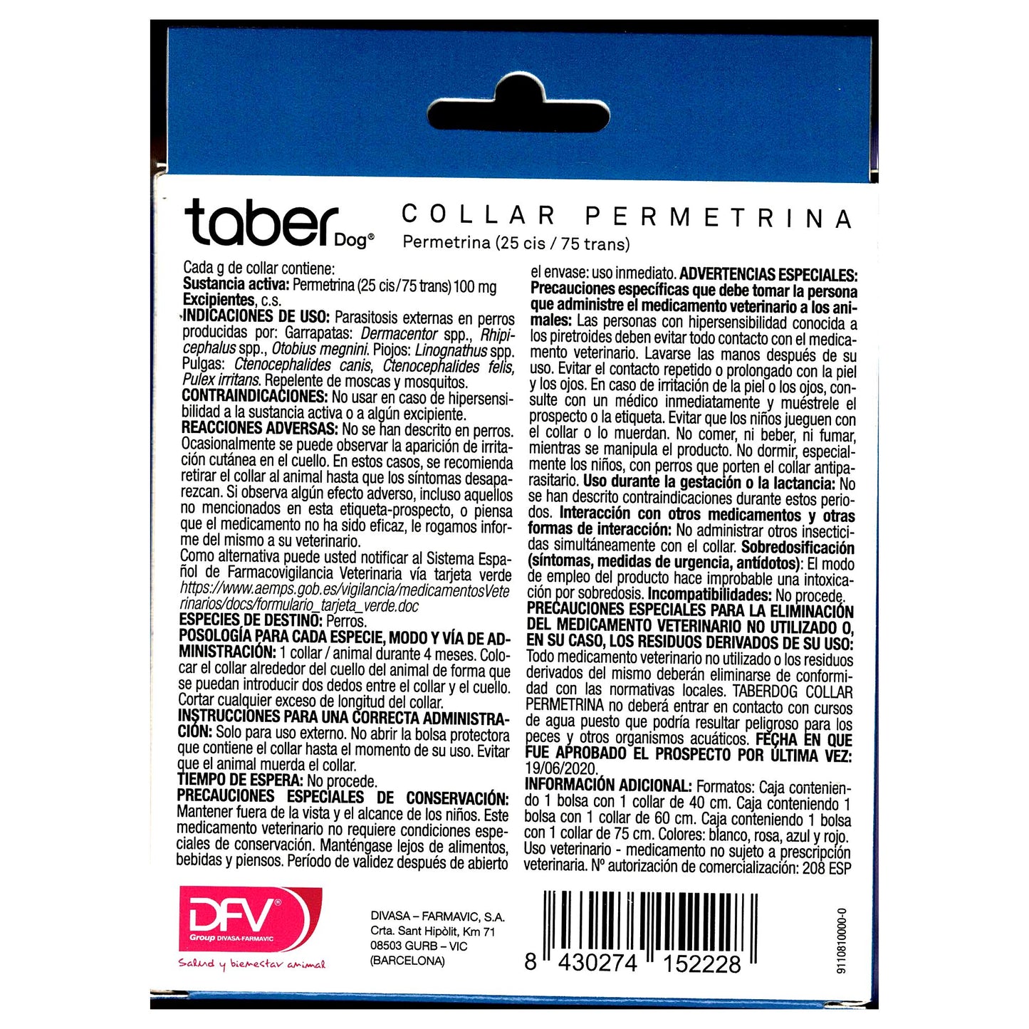 TABERDOG COLLAR PERMETRINA 60cm.ROJO