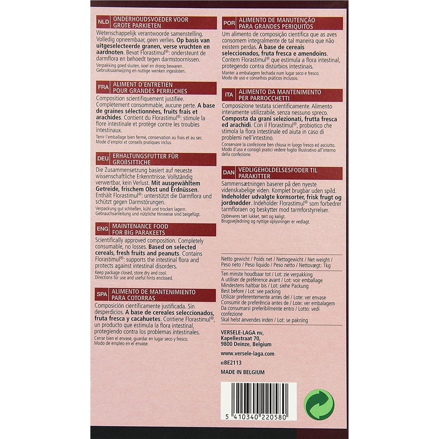 NUTRIBIRD G14 ORIGINAL 10 KG. NINFAS/AGAPORNIS