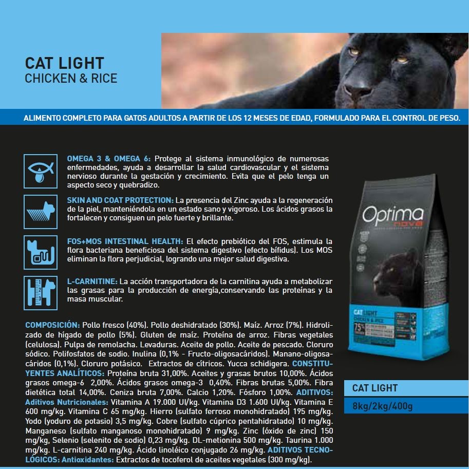 OPTIMA NOVA CAT LIGHT 2 KG.