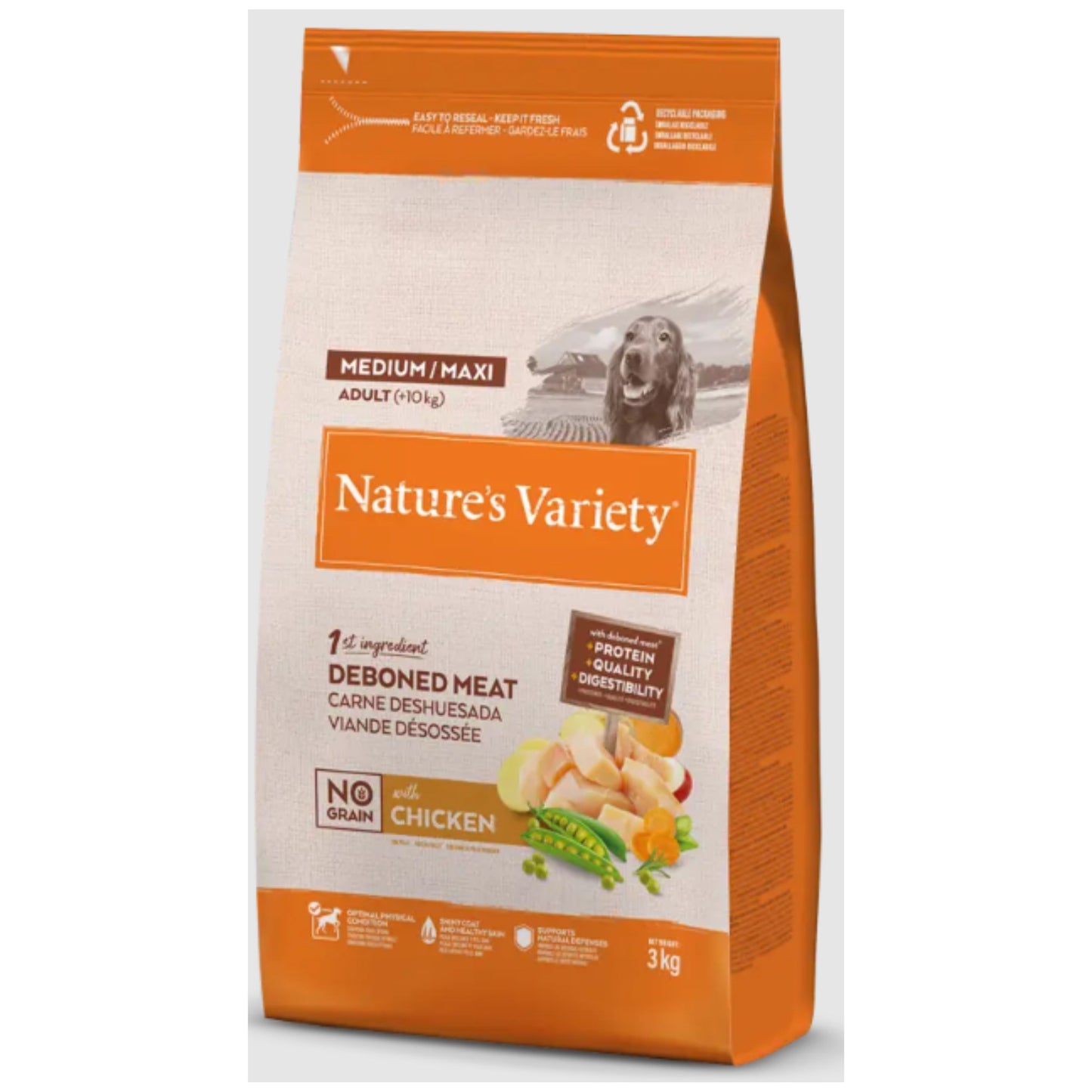 NATURES VARIETY NO GRAIN ADULT MEDIUM POLLO 3 KG